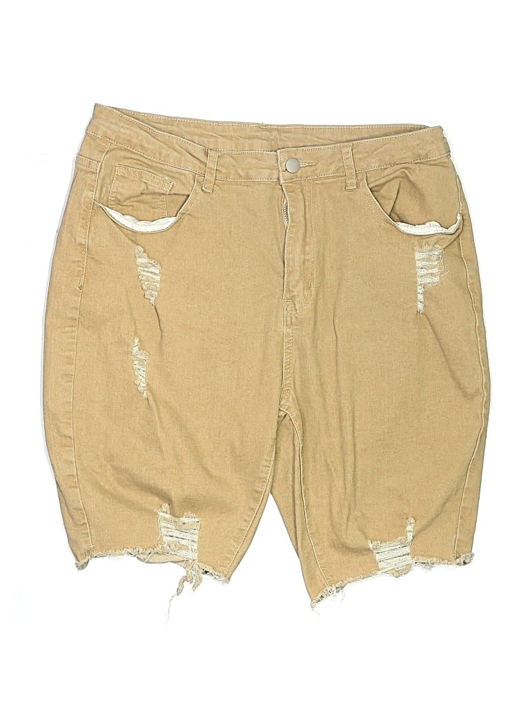 Pre-owned Shein Curve Khaki Shorts In Tan
