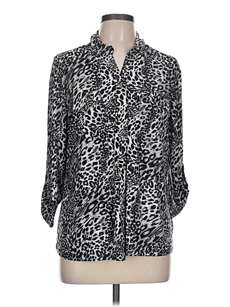 Pre-owned Emily Daniels 3/4 Sleeve Blouse In Black