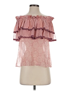 Love Shack Fancy Short Sleeve Silk Top
