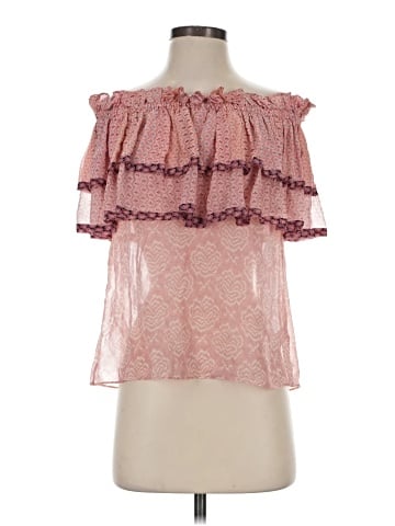 LoveShackFancy Short Sleeve Silk Top (view 1)