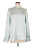 Vince. 100% Silk Solid Silver Blue Long Sleeve Silk Top Size 12 - photo 1
