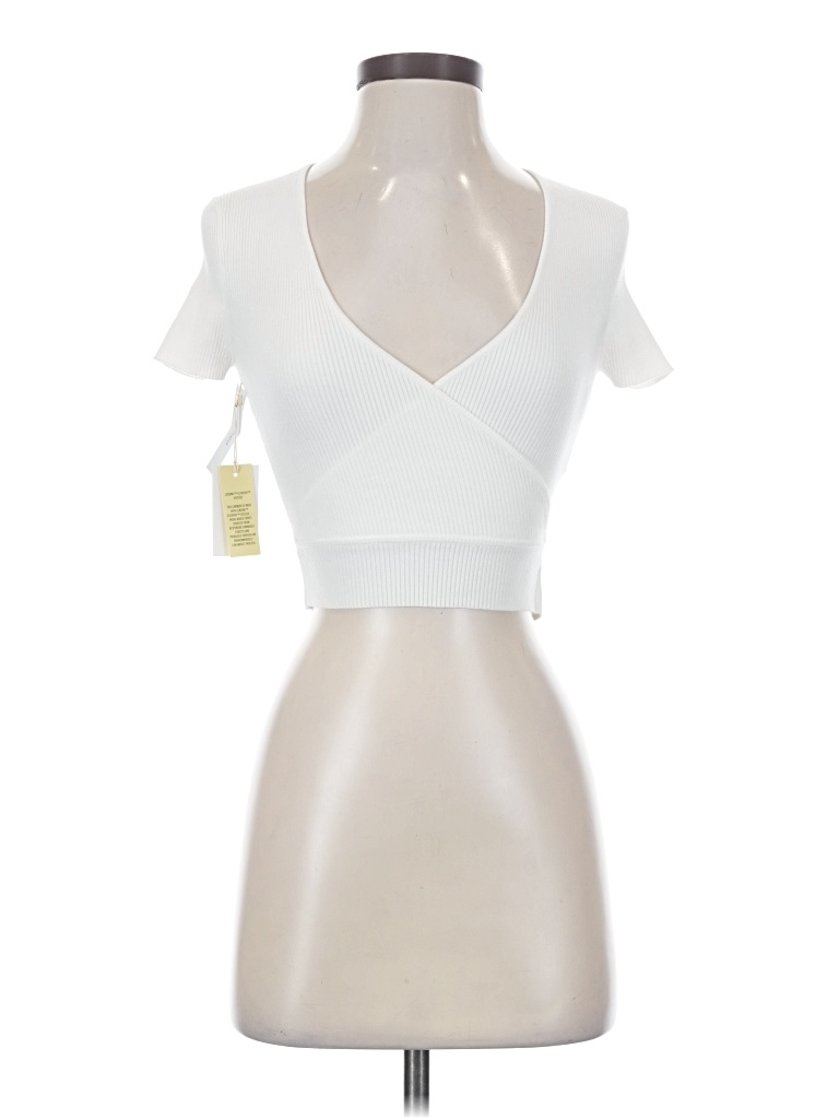 Pre-owned Wilfred Short Sleeve Top White Sweetheart Neckline Tops