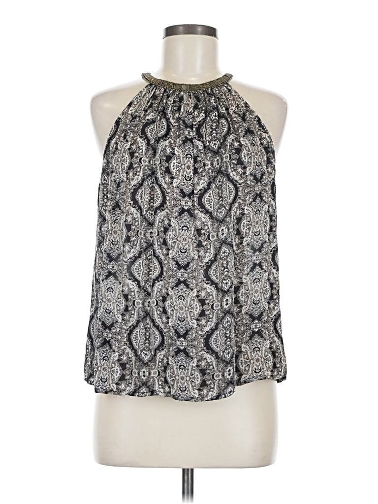 Pre-owned Joie Sleeveless Silk Top Silver Halter Neckline Tops