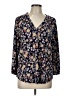 TWO by Vince Camuto Floral Blue 3/4 Sleeve Blouse Size L - photo 1