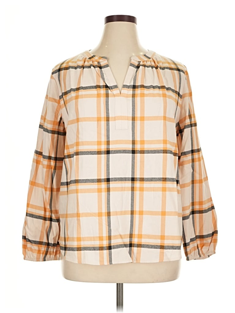 Pre-owned Ann Taylor Loft Outlet 3/4 Sleeve Blouse In Tan