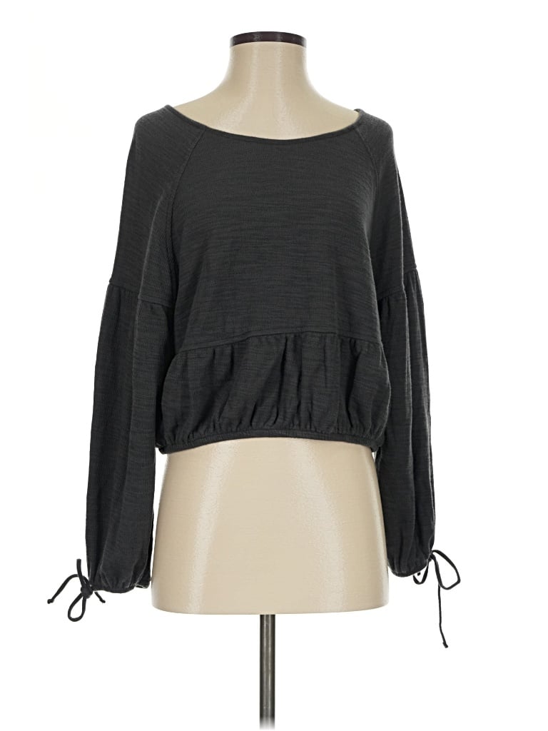 Pre-owned Aerie Long Sleeve Top Gray Boatneck Tops