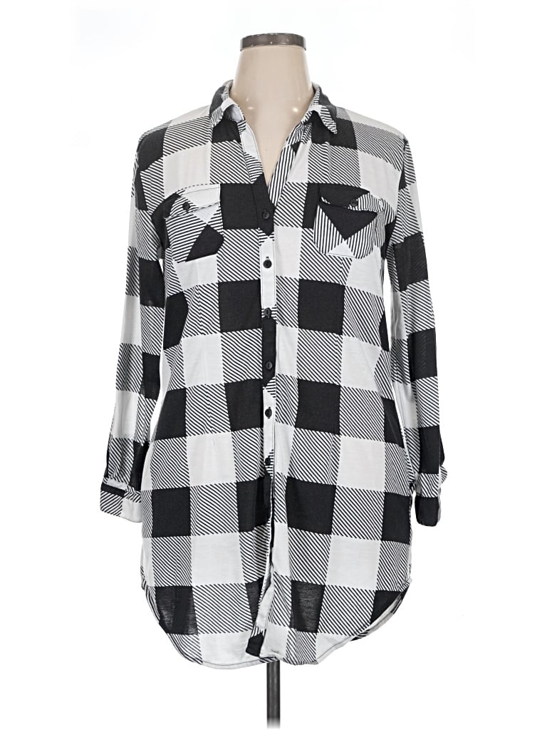 Pre-owned White Mark Long Sleeve Button Down Shirt In Gray