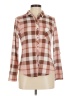 No Comment Plaid Brown Long Sleeve Blouse Size M - photo 1