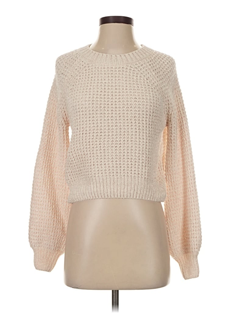 Pre-owned Altar'd State Long Sleeve Top Ivory Crew Neck Tops