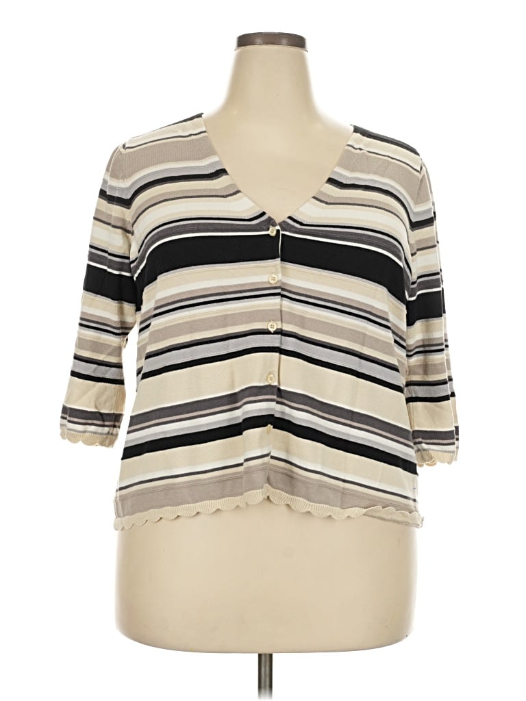 Pre-owned Isaac Mizrahi Live Cardigan Sweater In Tan