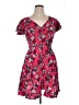 Torrid 100% Rayon Floral Red Casual Dress Size 1X Plus (1) - photo 1