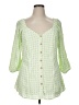Torrid Checkered-gingham Green 3/4 Sleeve Blouse Size 1X Plus (1) - photo 1