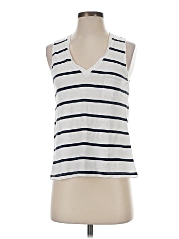 Madewell Whisper Cotton V-Neck Pocket Tank in Creston Stripe (view 1)