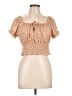 Pink Rose Orange Short Sleeve Blouse Size L - photo 1