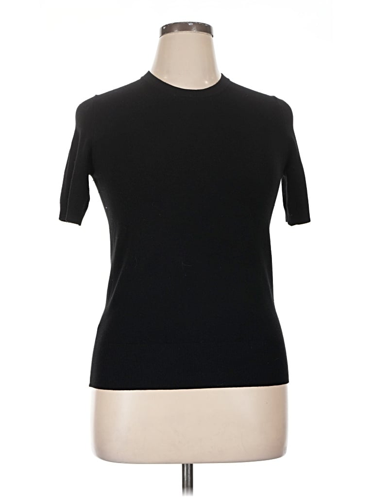 Pre-owned Zara Short Sleeve Top Black Mock Neckline Tops