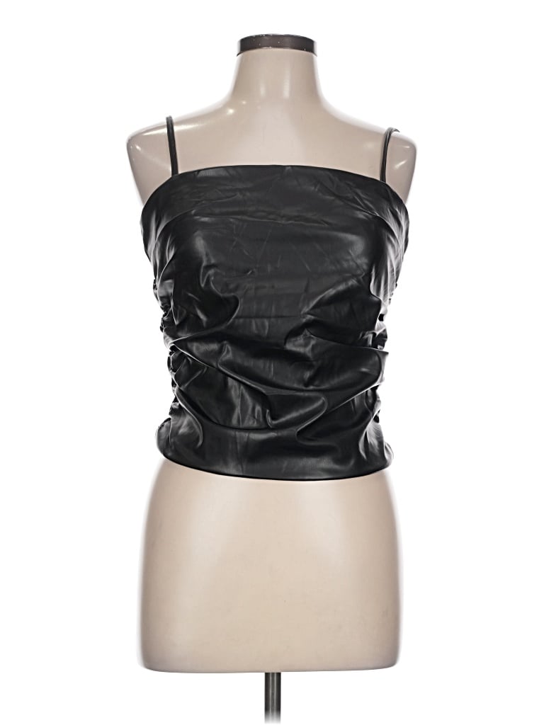 Buddy Love Sleeveless Top Black Strapless Neckline Tops In Animal Print