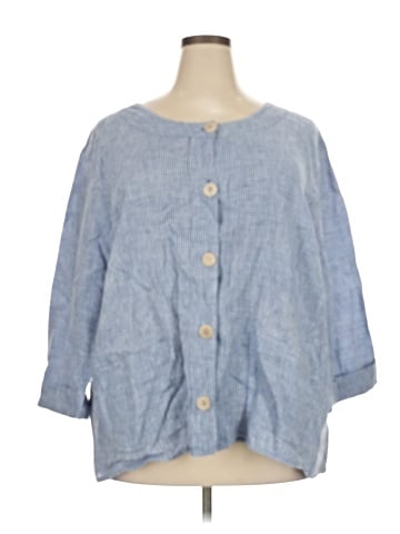 Flax 3/4 Sleeve Button-Down Shirt (view 1)