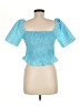BCBGeneration 100% Polyester Blue Short Sleeve Top Size M - photo 2