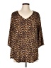 Torrid 100% Polyester Animal Print Brown 3/4 Sleeve Blouse Size Lg Plus (0) - photo 1