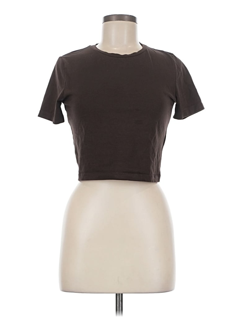 Pre-owned Zara Short Sleeve Turtleneck In Brown