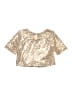 Knit Works 100% Polyester Metallic Gold 3/4 Sleeve Top Size 16 - photo 2