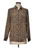 J.Crew 100% Silk Animal Print Brown Long Sleeve Silk Top Size 10 - photo 1