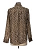 J.Crew 100% Silk Animal Print Brown Long Sleeve Silk Top Size 10 - photo 2