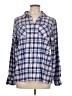 L.L.Bean 100% Cotton Plaid Blue Long Sleeve Blouse Size L - photo 1