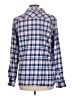 L.L.Bean 100% Cotton Plaid Blue Long Sleeve Blouse Size L - photo 2