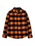 Lands' End 100% Cotton Checkered-gingham Orange Long Sleeve Button-Down Shirt Size 12 - photo 1