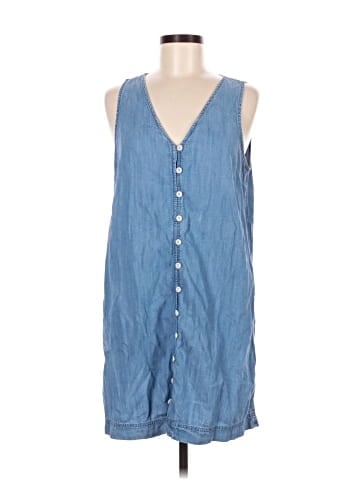 Madewell Denim Button-Front Sleeveless Easy Dress in Haslett Wash (view 1)