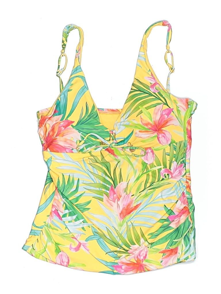 La Blanca Swimsuit Top Yellow Tropical Pattern Swimwear
