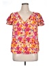 Shein Curve 100% Polyester Floral Pink Short Sleeve Blouse Size XL - photo 1