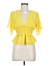Shinestar 100% Polyester Yellow Short Sleeve Blouse Size M - photo 1