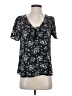 LC Lauren Conrad 100% Polyester Stars Black Short Sleeve Blouse Size XS - photo 1