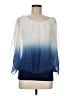 Giusy 100% Silk Blue 3/4 Sleeve Silk Top Size M - photo 1