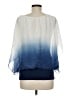 Giusy 100% Silk Blue 3/4 Sleeve Silk Top Size M - photo 2