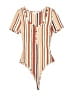 Love Tree Stripes Orange Short Sleeve Blouse Size S - photo 1