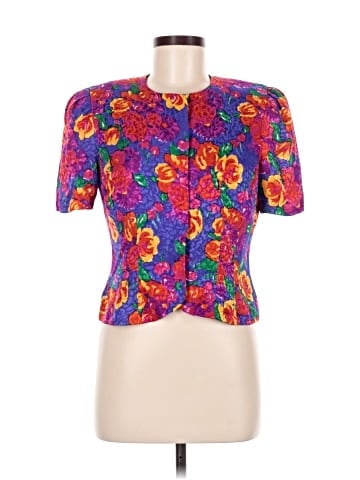 Papell Short Sleeve Silk Top (view 1)
