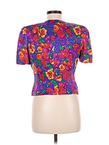 Papell Short Sleeve Silk Top (view 2)