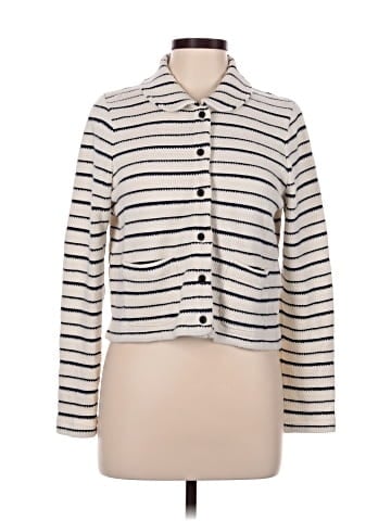 Madewell Striped Button-Front Collared Cardigan (view 1)