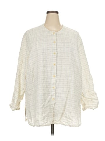 Flax 3/4 Sleeve Button-Down Shirt (view 1)