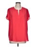 Pleione 100% Polyester Red Short Sleeve Blouse Size L - photo 1