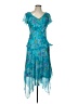 Studio 1 100% Polyester Paisley Blue Cocktail Dress Size 10 - photo 1