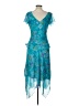 Studio 1 100% Polyester Paisley Blue Cocktail Dress Size 10 - photo 2
