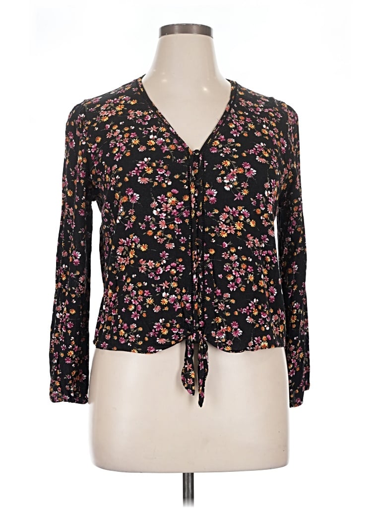 Pre-owned Hippie Rose 3/4 Sleeve Blouse In Black