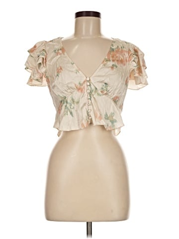 LoveShackFancy Short Sleeve Silk Top (view 1)