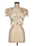 LoveShackFancy 100% Silk Tan Short Sleeve Silk Top Size M - photo 1