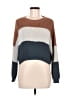 Debut 100% Polyester Color Block Brown Pullover Sweater Size M - photo 1
