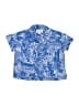 Open Edit Print Blue Short Sleeve Button-Down Shirt Size 2 - photo 1